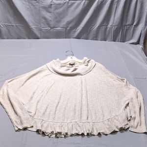 Cream Cowl Neck Sweater with Ruffled Hem Sparkly Size‎ ML